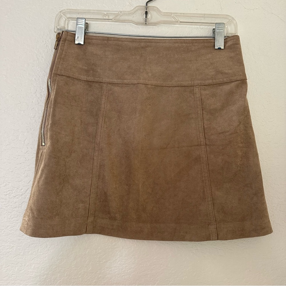 Mono B Tan Suede Mini Skirt